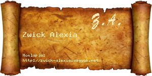 Zwick Alexia névjegykártya